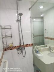 Modern bathroom with shower and sink