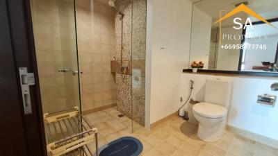 Modern bathroom with shower and toilet