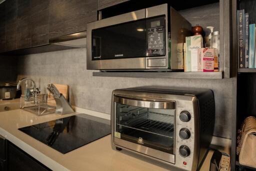 Modern kitchen with microwave and oven