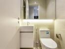 Modern bathroom with a mirror and fixtures