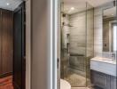 Modern bathroom with glass shower