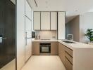 Modern kitchen with white and wood finishes