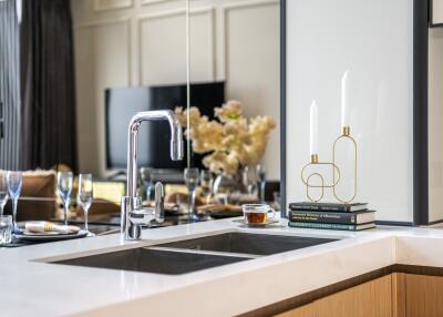 Modern kitchen with sink and decor