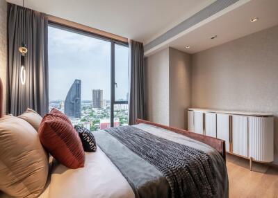 Modern bedroom with city view