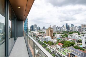 Spacious balcony with city view