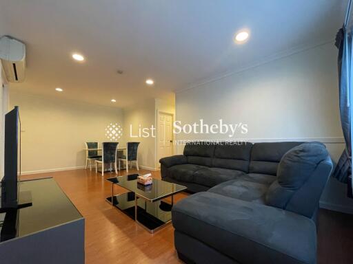 Spacious living room with modern furniture