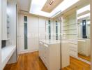 Spacious walk-in closet with ample storage and modern design