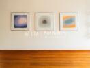 Living room wall with wooden paneling and framed artwork