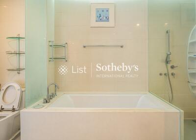 Modern bathroom with bathtub and shower