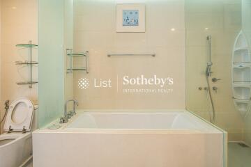 Modern bathroom with bathtub and shower