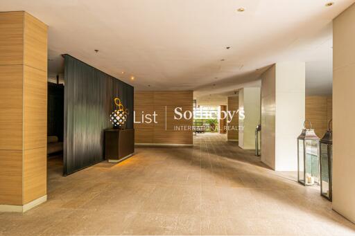 spacious building lobby with modern decor