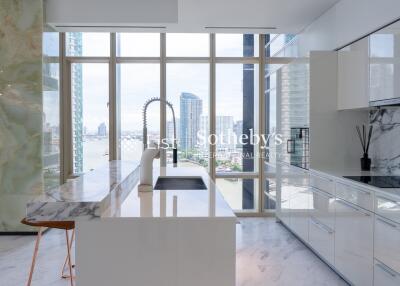 Modern kitchen with city view