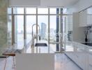 Modern kitchen with city view