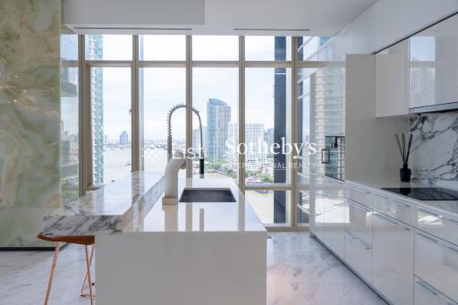 Modern kitchen with city view