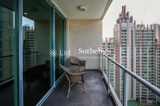 Balcony with city skyline view