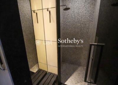 Modern bathroom with tiled shower area