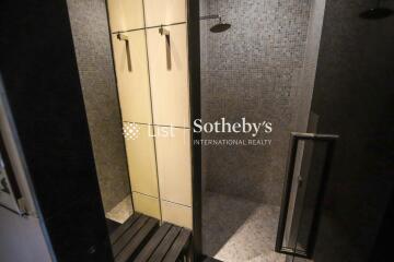 Modern bathroom with tiled shower area