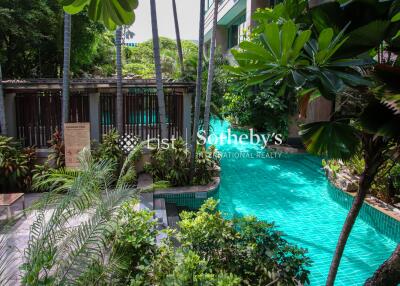 Tropical outdoor area with pool