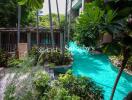 Tropical outdoor area with pool