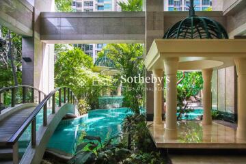 Luxury apartment building with indoor pool and garden