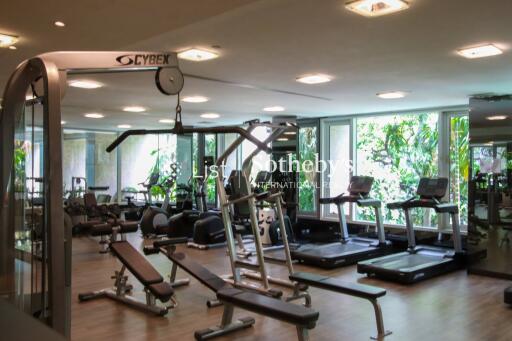 Well-equipped fitness center with various exercise machines and weights