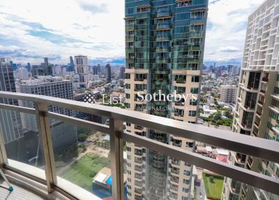 Balcony view overlooking city skyline