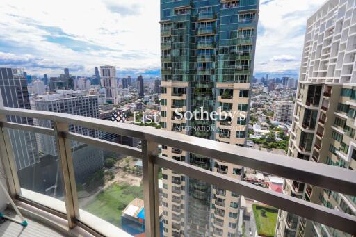 Balcony view overlooking city skyline