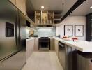 Modern kitchen with stainless steel appliances and sleek cabinetry