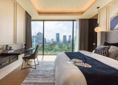 Modern bedroom with city view