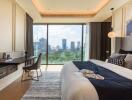 Modern bedroom with city view