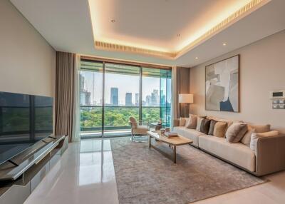 Modern living room with city view