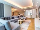 Spacious modern living room with sectional sofa and stylish decor