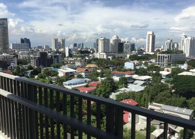 View of the city skyline from the balcony