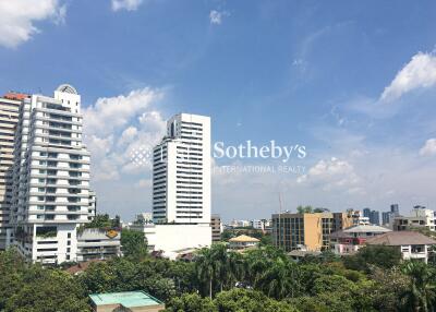 Cityscape with residential buildings and greenery