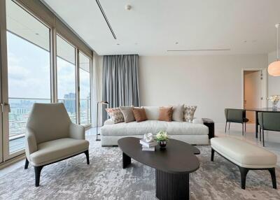 Modern living area with city view