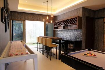 Recreational area with bar and pool table