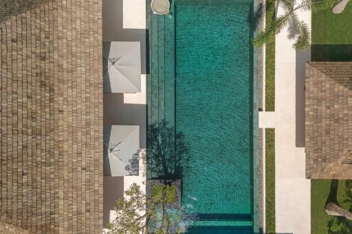 aerial view of swimming pool area