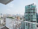 Scenic view from the balcony with city skyline