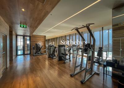 Spacious gym with modern exercise equipment