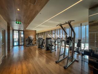 Spacious gym with modern exercise equipment