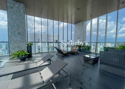 Rooftop lounge area with city view