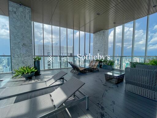 Rooftop lounge area with city view