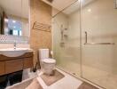 Modern bathroom with glass shower