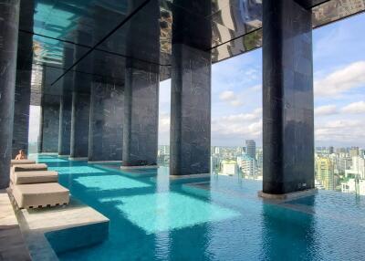 Infinity pool with cityscape view