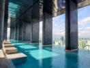 Infinity pool with cityscape view