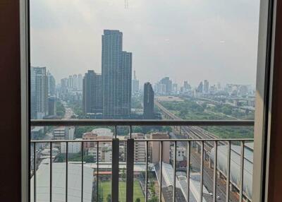 View from balcony overlooking the city skyline