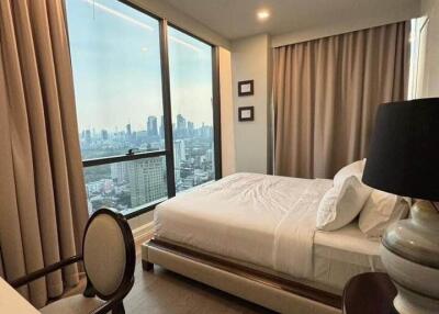 Modern bedroom with city view