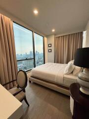 Modern bedroom with city view