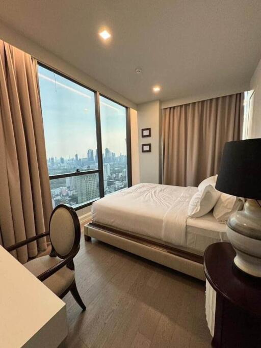 Modern bedroom with city view