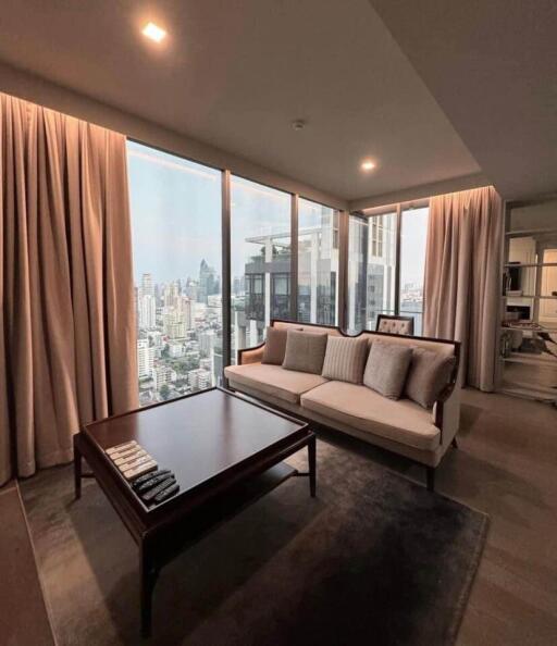 Modern living room with city view